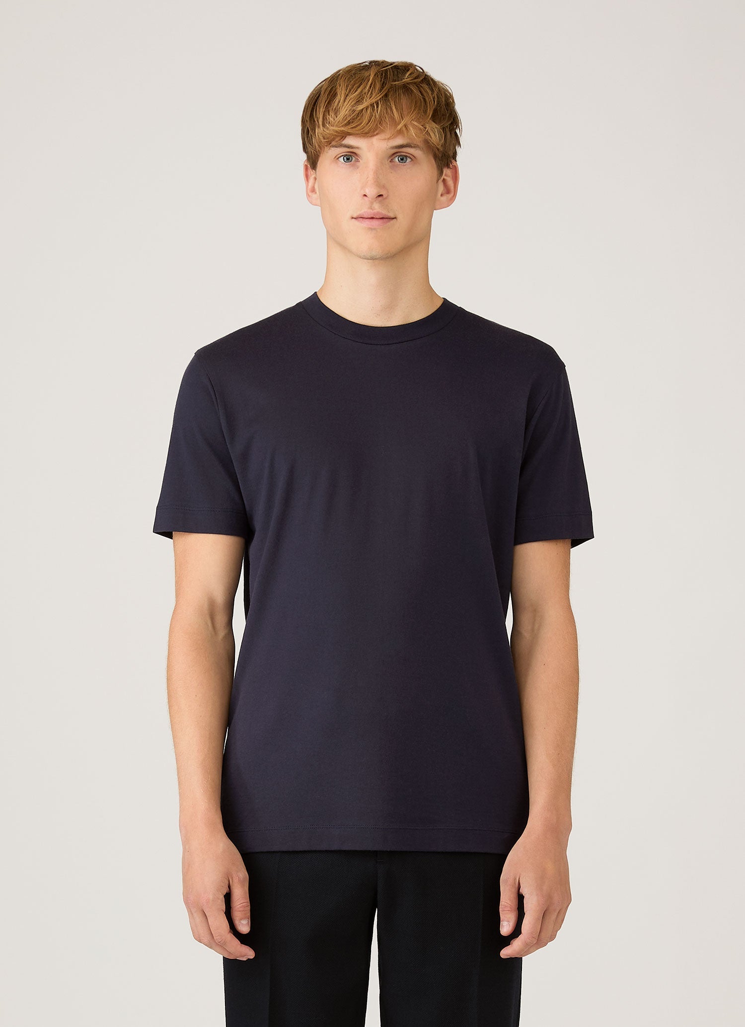 Men's Silk Cotton Cashmere T-shirt in Navy | Sunspel
