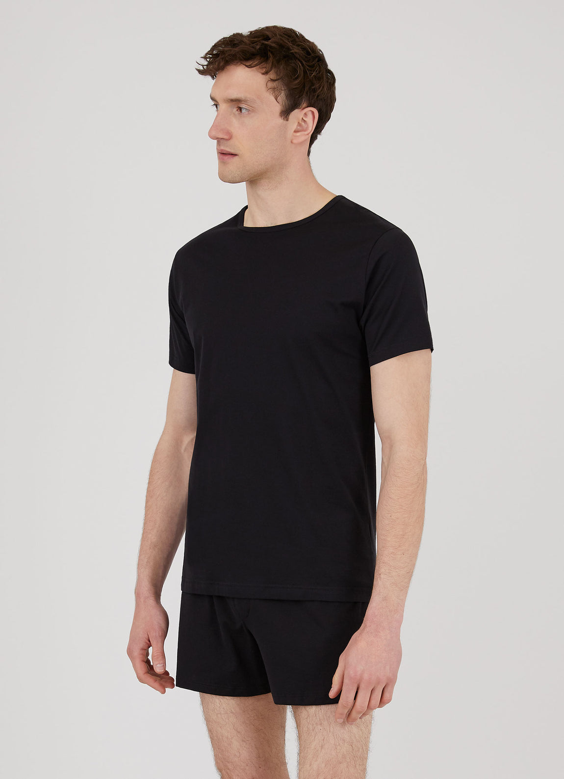 Men's Superfine Cotton Underwear T-shirt in Black | Sunspel