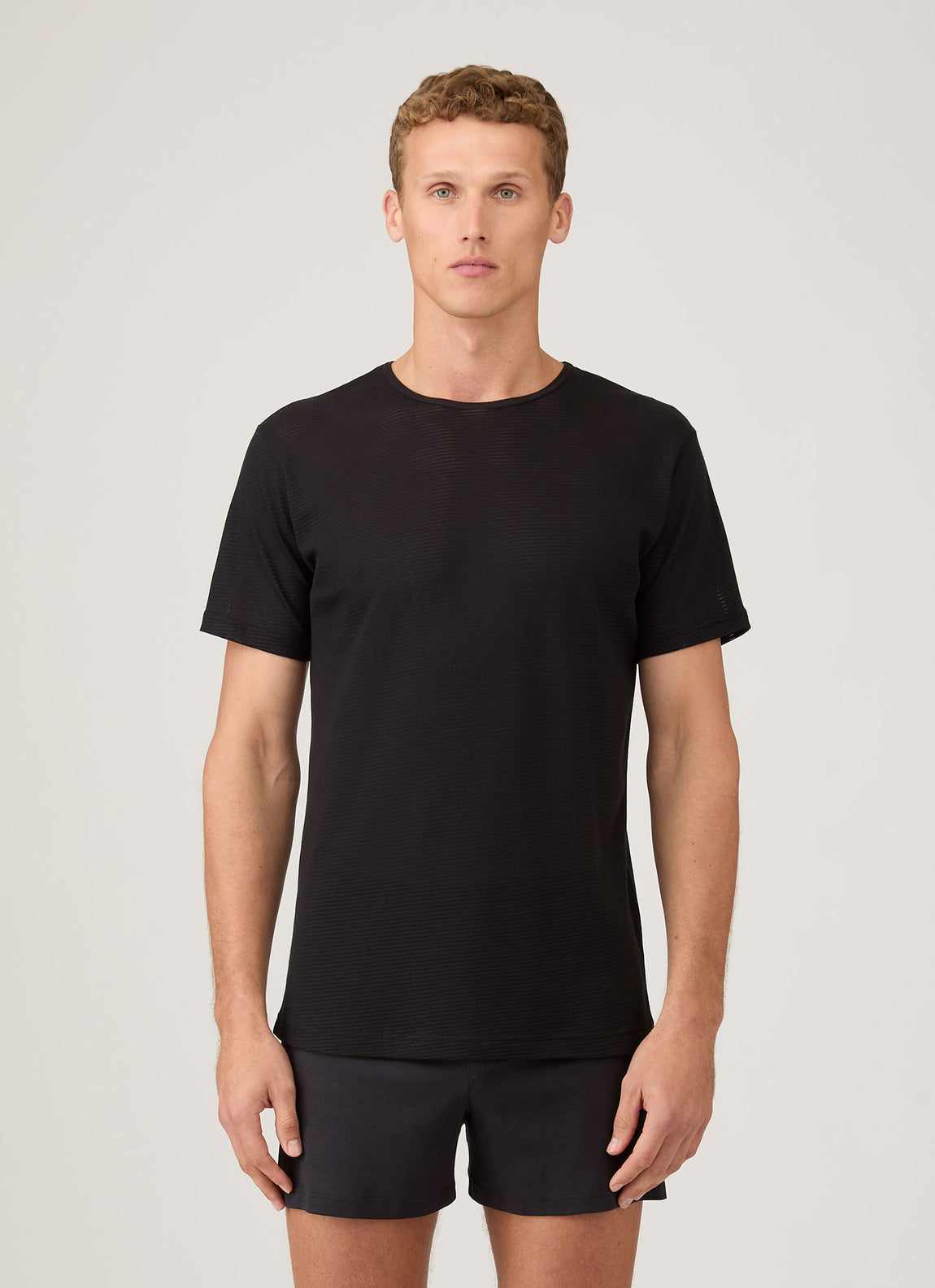 Men's Cellular Cotton Underwear T-shirt in Black