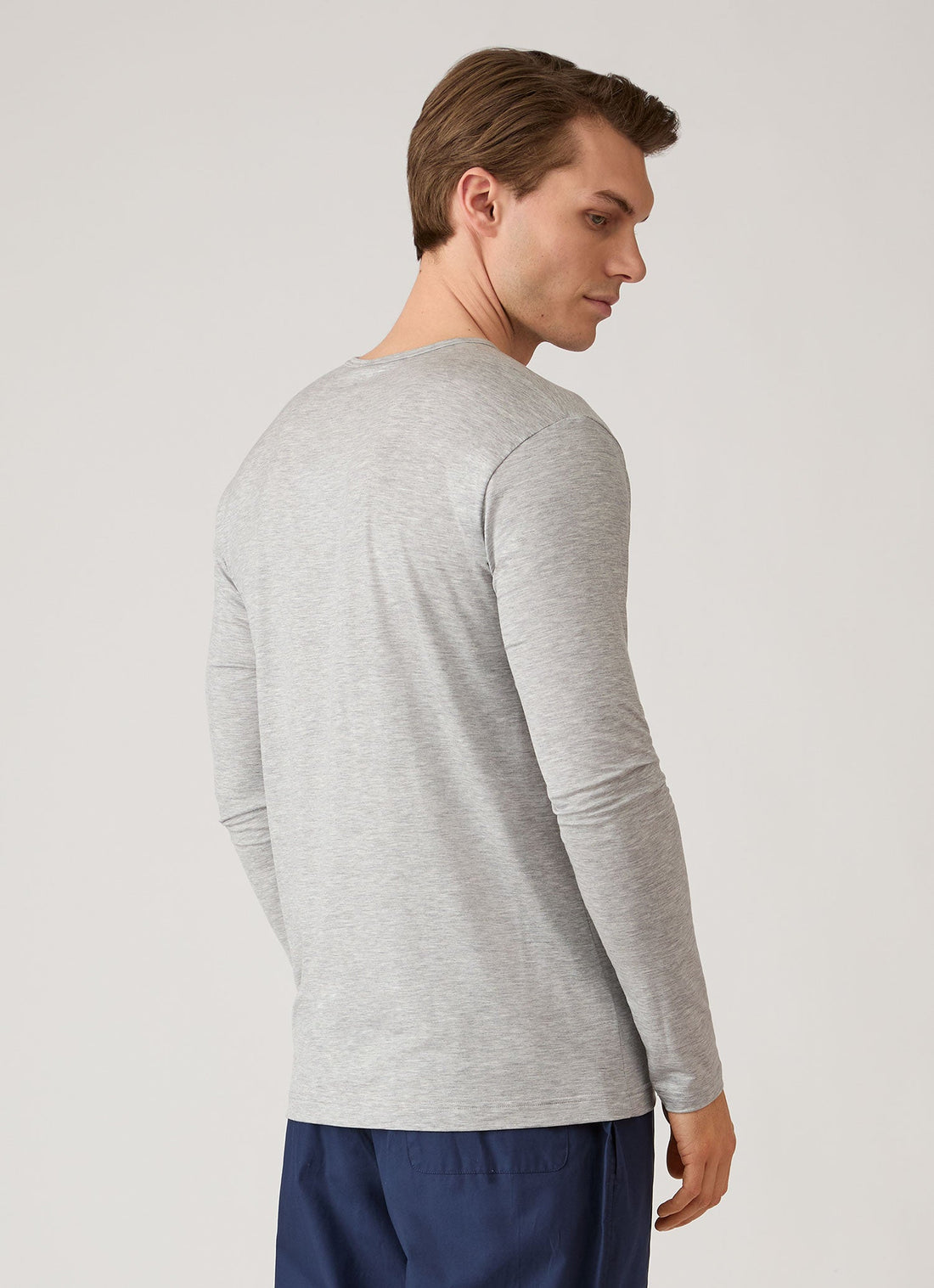 Men's Long Sleeve Tencel™ T-shirt in Grey Melange
