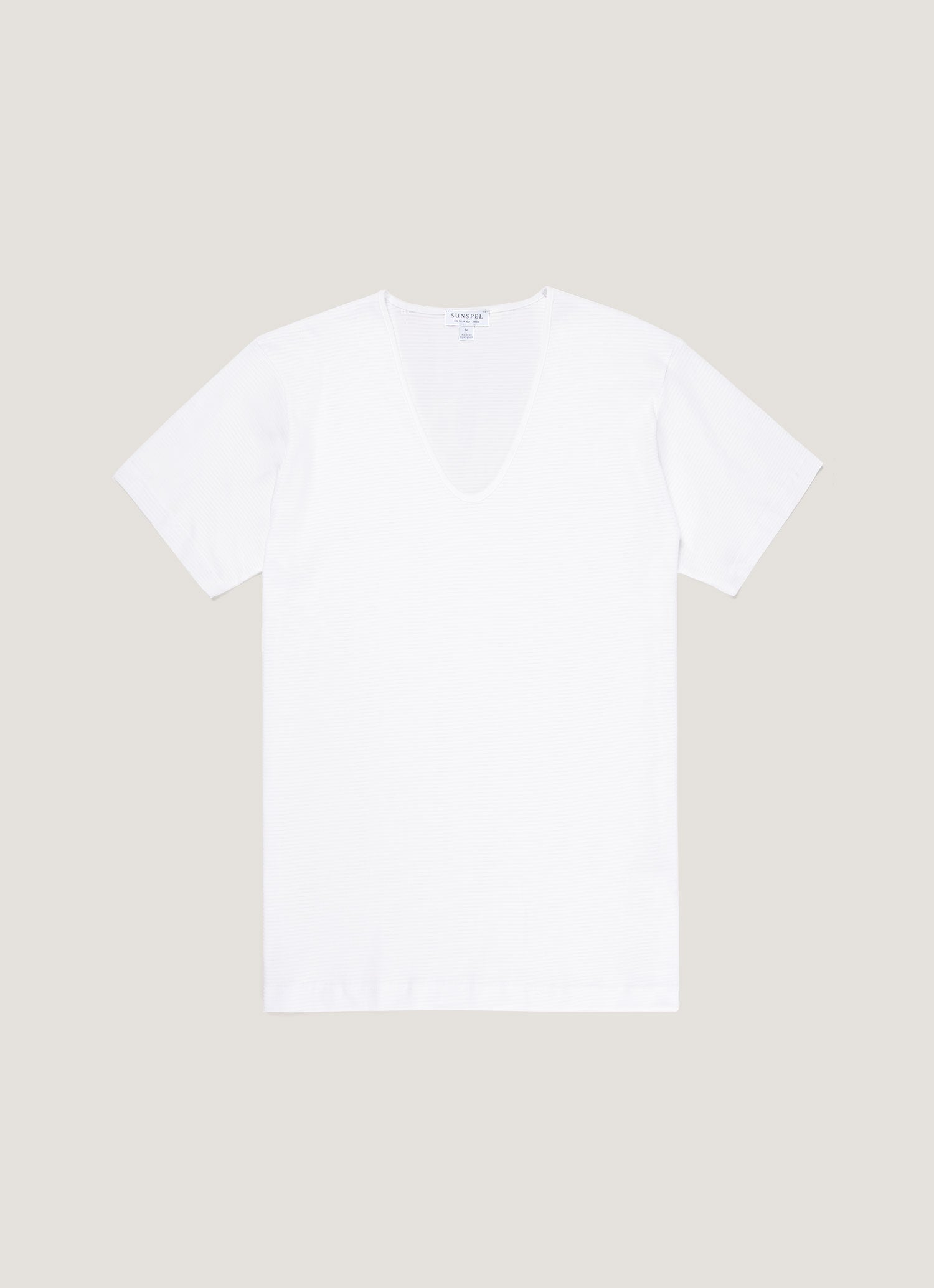 Men's Cellular Cotton V-neck Underwear T-shirt in White