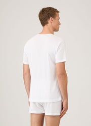 Men's Cellular Cotton V-neck Underwear T-shirt in White