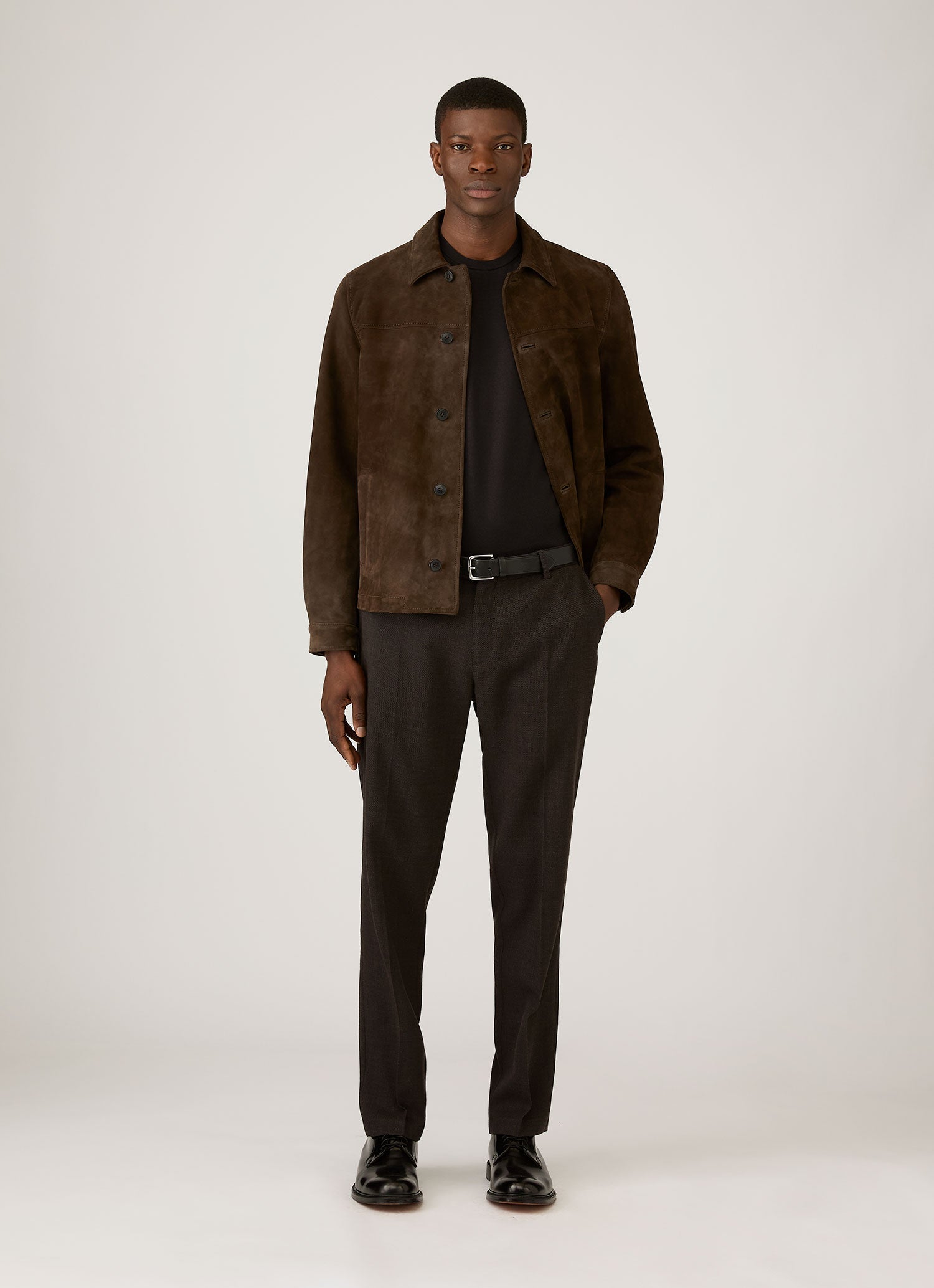 Men's Sea Island Cotton Knit T-shirt in Black | Sunspel