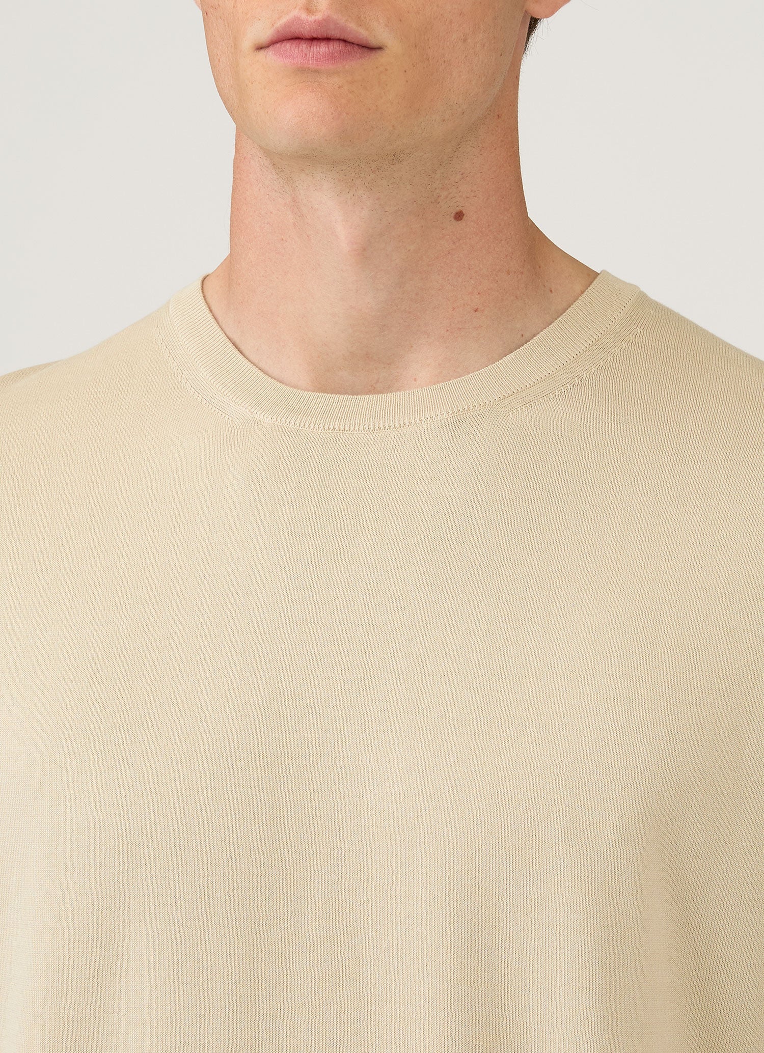 Men's Sea Island Cotton Knit T-shirt in Hazelwood | Sunspel