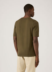 Men's Sea Island Cotton Knit T-shirt in Deep Olive