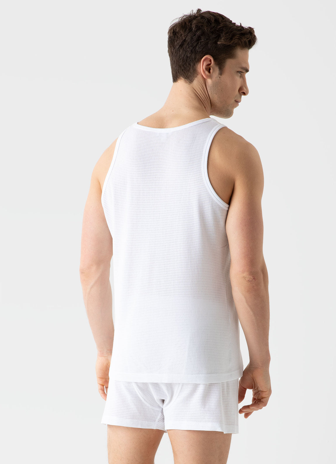 Men's Cellular Cotton Underwear Vest in White | Sunspel