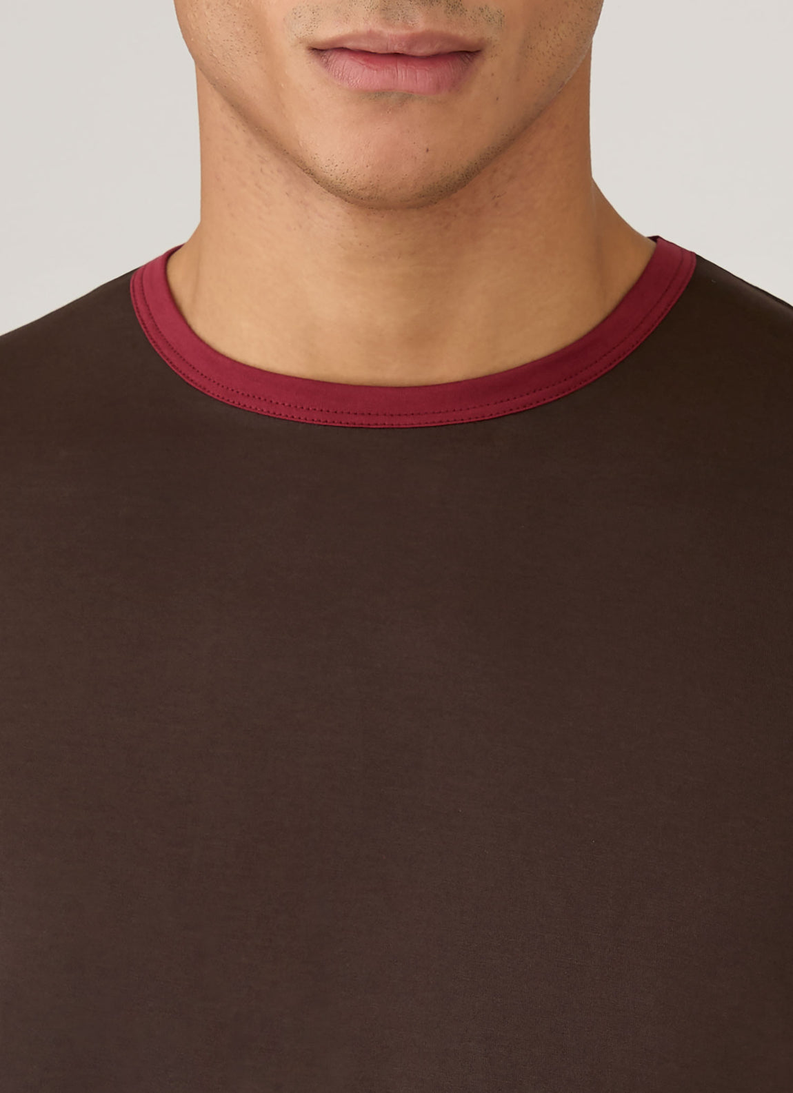 Men's Sunspel x Paul Weller Ringer T-shirt in Dark Brown