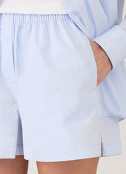 Women's Relaxed Poplin Boxer Short in Pastel Blue