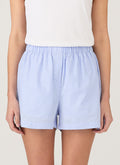 Women's Relaxed Poplin Boxer Short in Pale Blue/White
