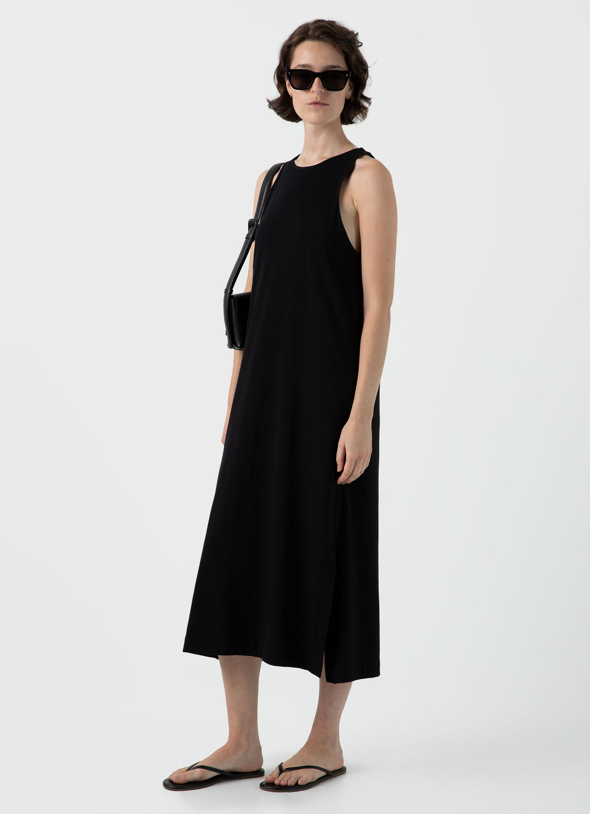 Women's Jersey Midi Dress in Black | Sunspel