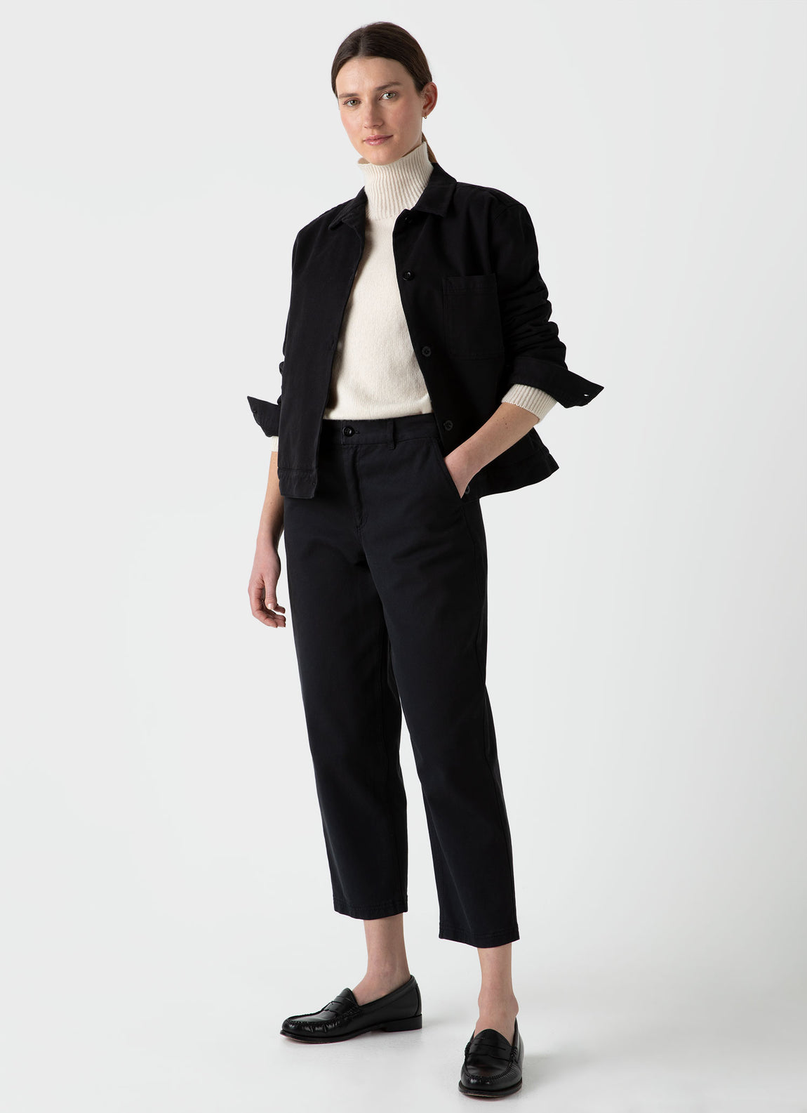 Women's Chore Jacket in Black | Sunspel