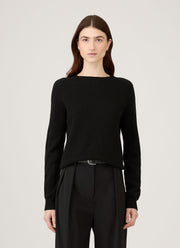 Women's Lambswool Crew Neck Jumper in Black