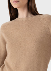 Women's Lambswool Crew Neck Jumper in Light Camel