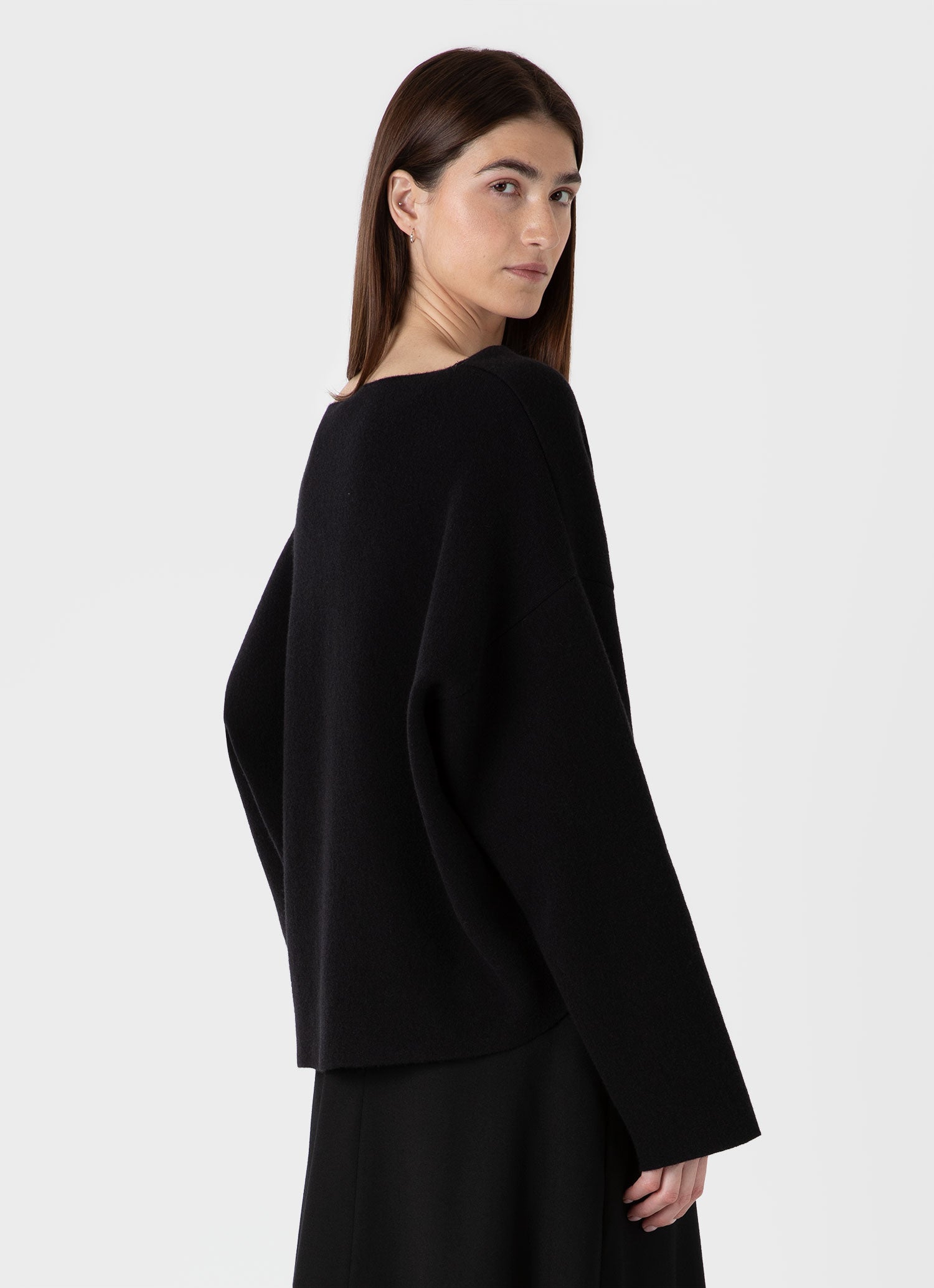 Women's Double Faced Jumper in Black | Sunspel
