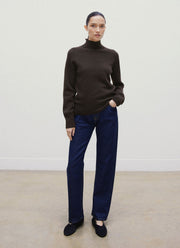 Women's Lambswool Funnel Neck Jumper in Truffle