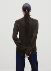 Women's Lambswool Funnel Neck Jumper in Truffle