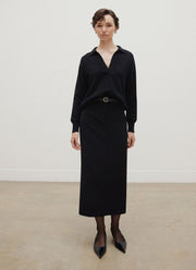 Women's Cashmere Polo Shirt in Black