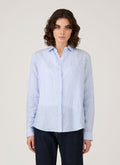 Women's Linen Shirt in Blue/White