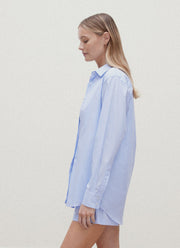 Women's Relaxed Poplin Shirt in Pale Blue/White