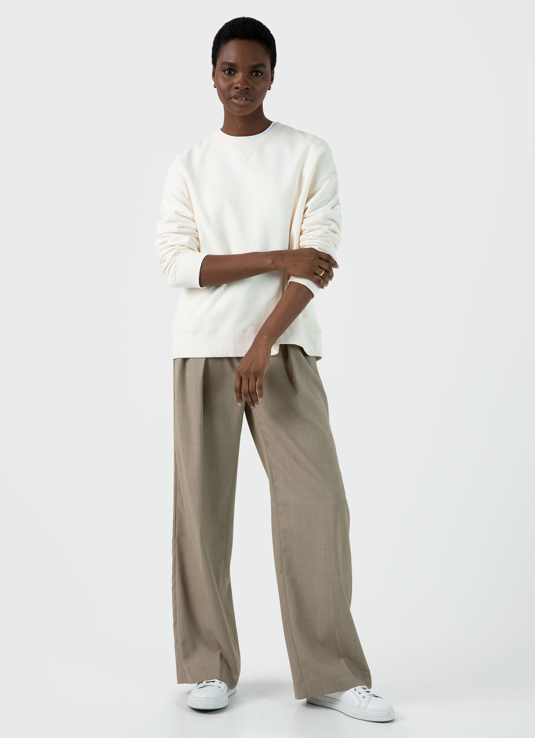 Women's Relaxed Loopback Sweatshirt in Archive White