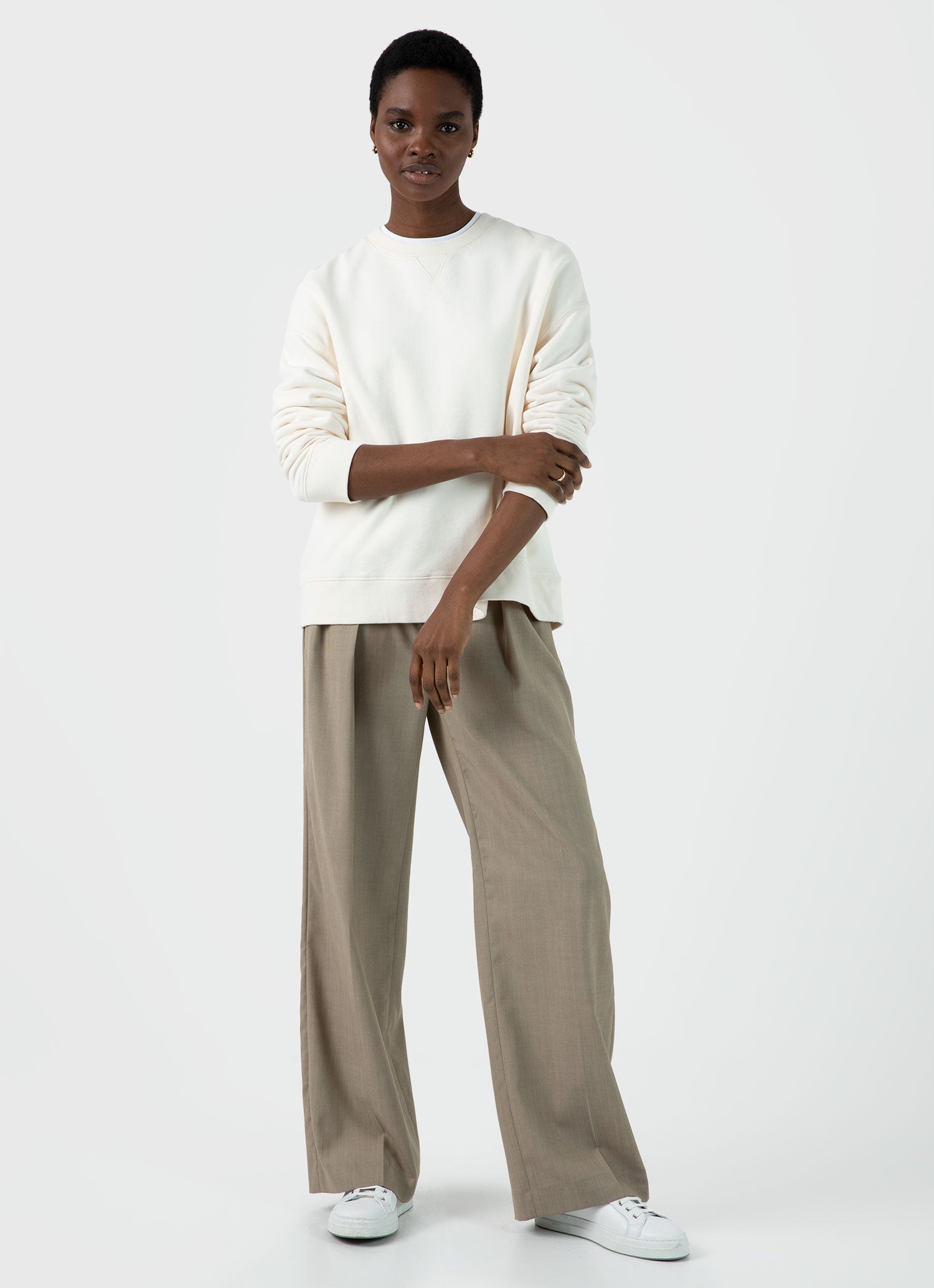 Women's Relaxed Loopback Sweatshirt in Archive White