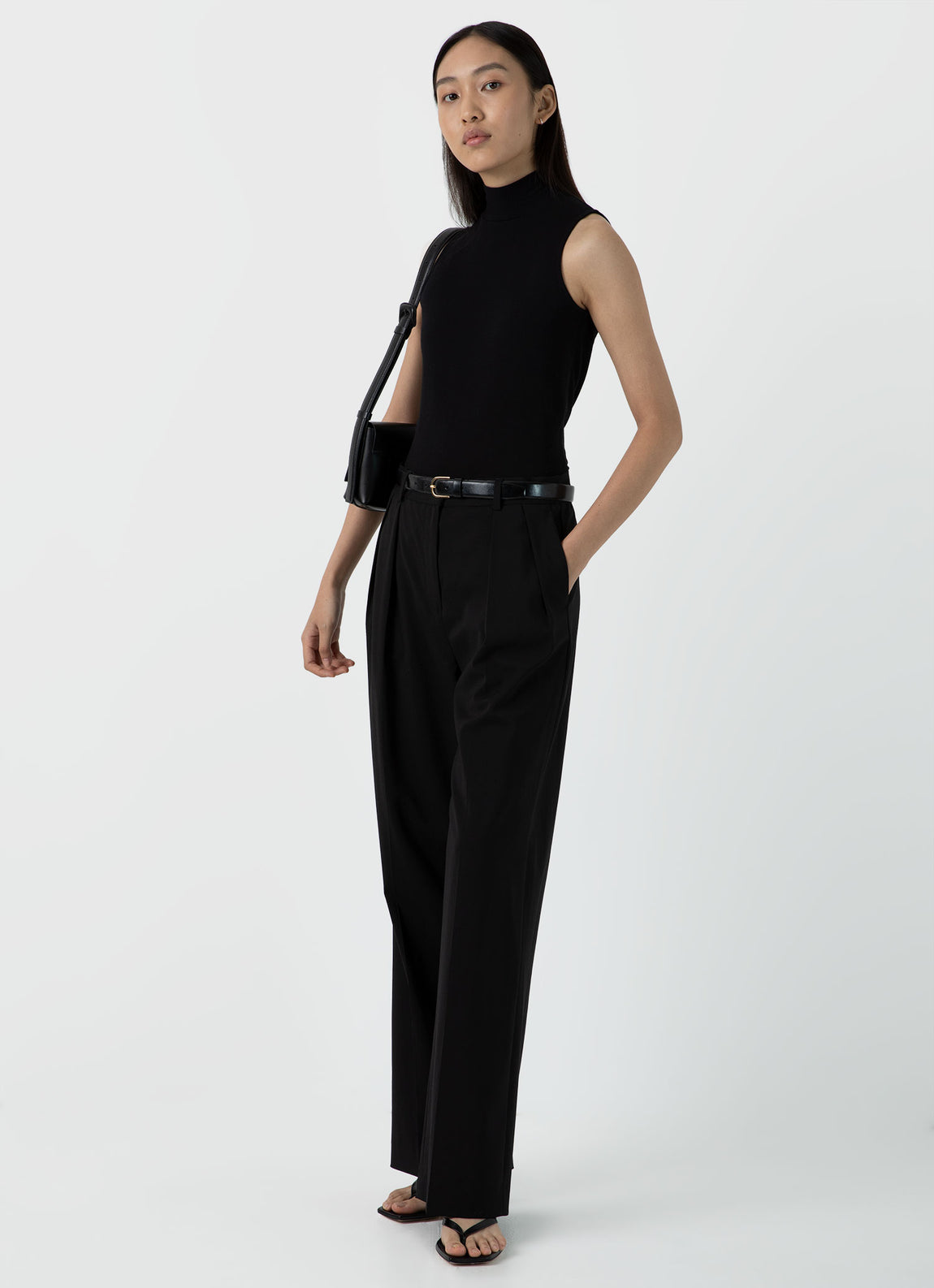 Suong High Neck Gathered Top - Black main image 1