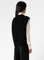 Women's Lambswool Cable Knit Vest in Black