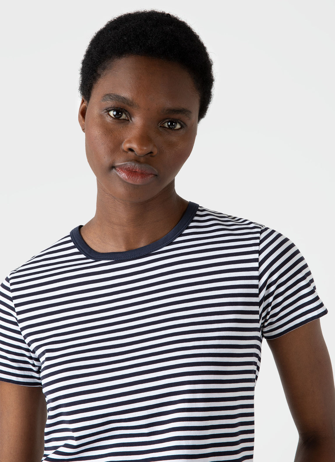 Women's Classic T-shirt in Navy/White English Stripe