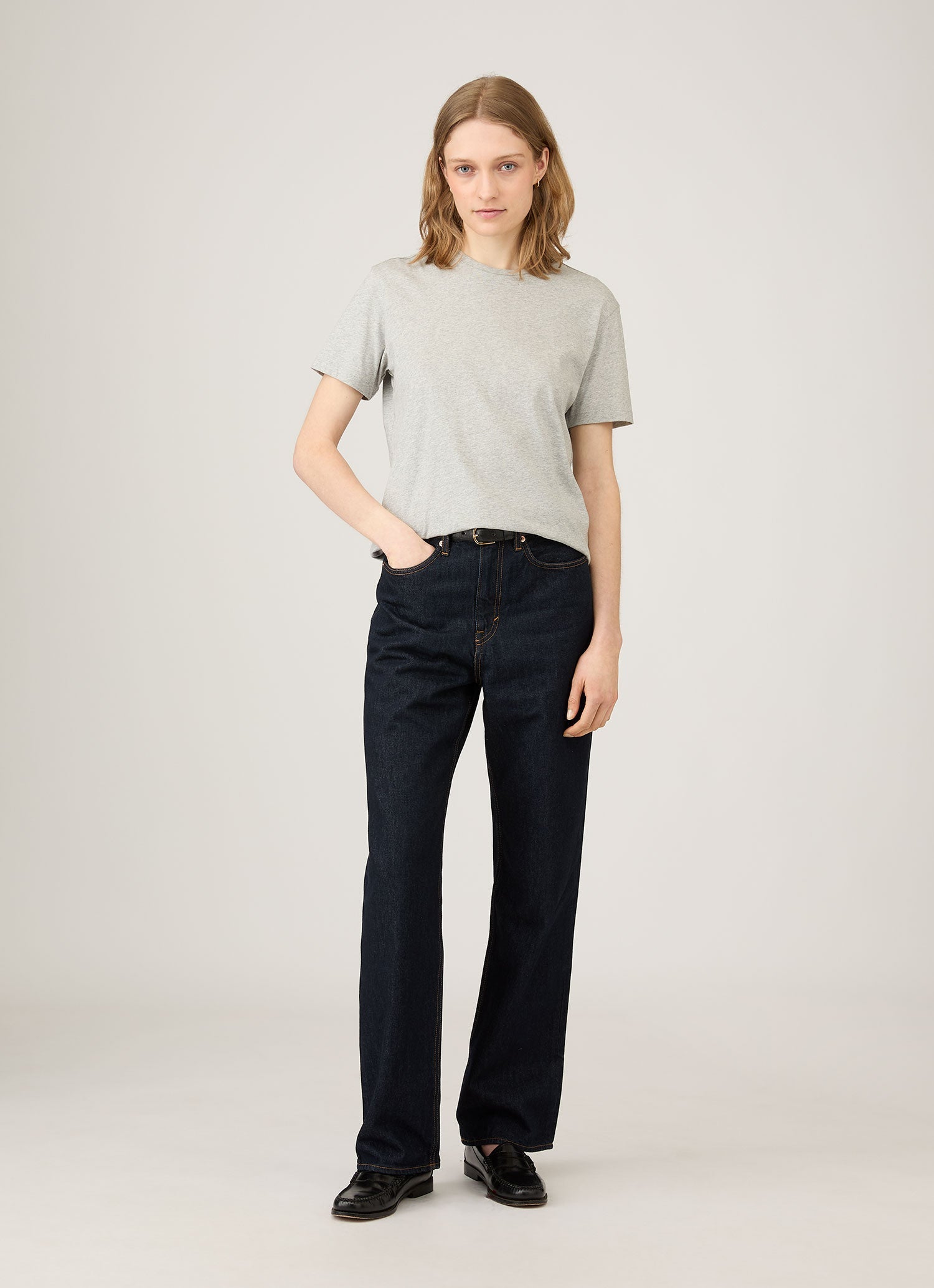 Women's Boy Fit T-shirt in Grey Melange