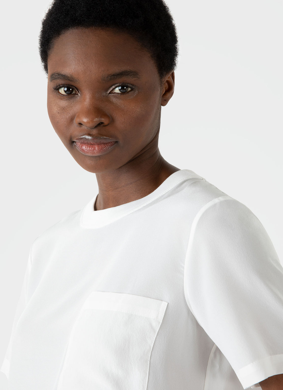 Women's Woven Silk T-shirt in Ecru | Sunspel