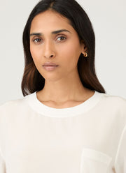 Women's Woven Silk T-shirt in Ecru