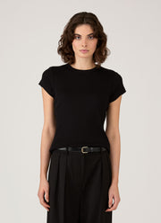 Women's Ribbed T-shirt in Black