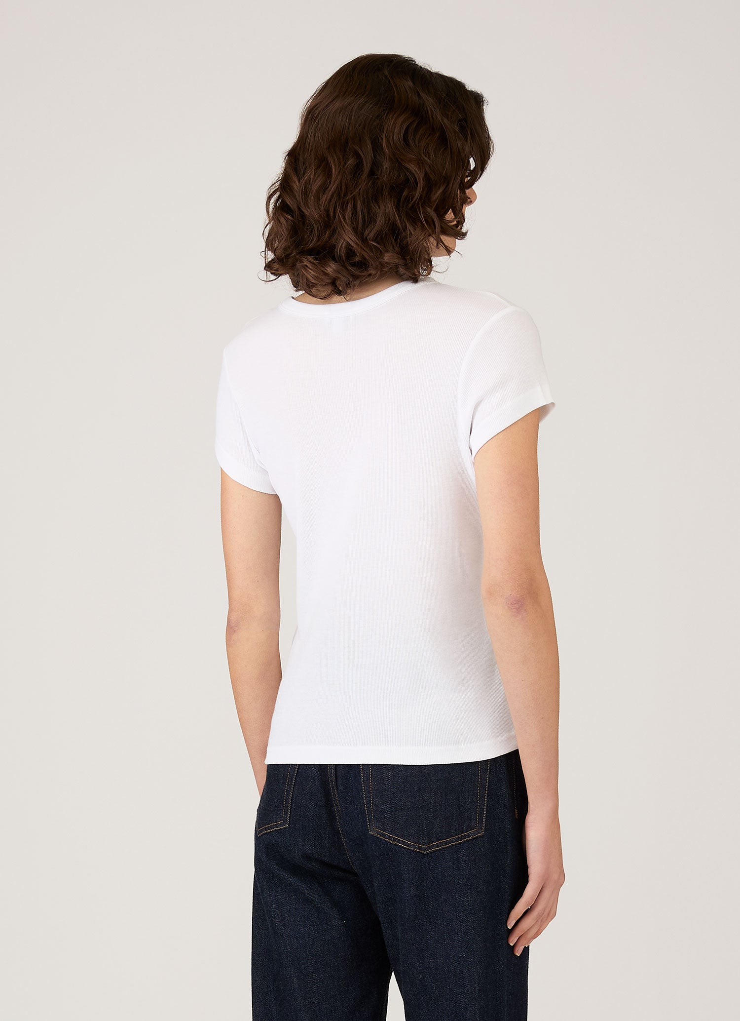 Women's Ribbed T-shirt in White | Sunspel