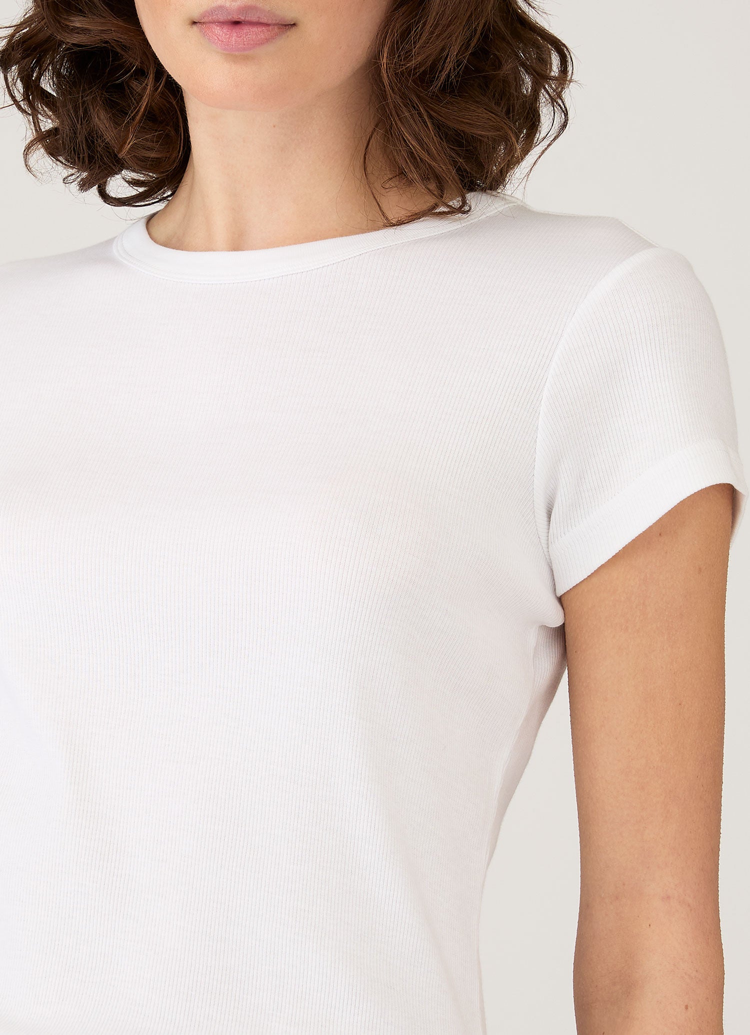 SUNSPEL スタイリスト私物 RIBBED T SHIRT WHITE S Men's Riviera Midweight T-shirt in Archive White Melange | Sunspel