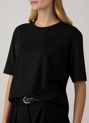 Women's Silk Cotton T-shirt in Black