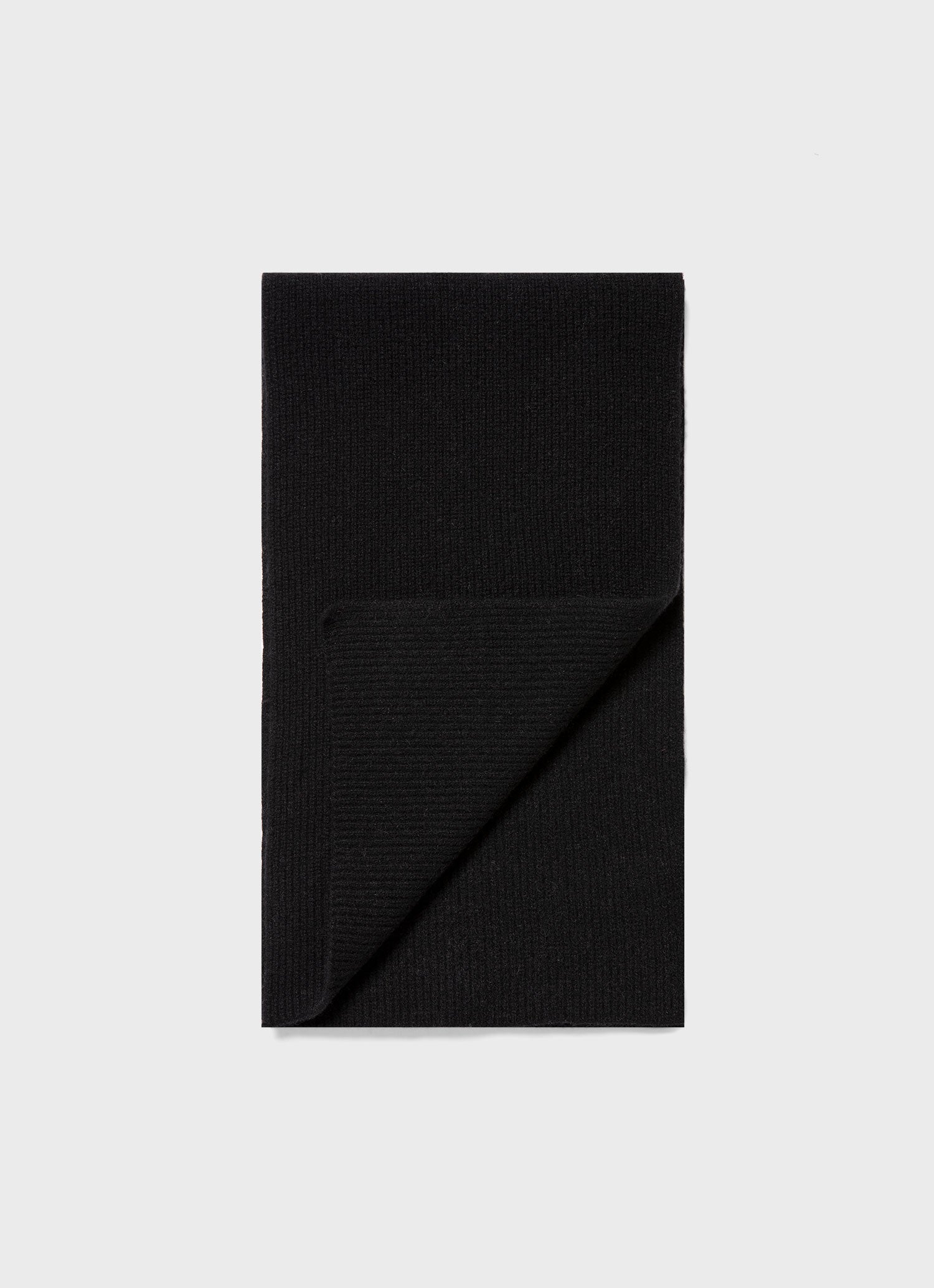 Cashmere Ribbed Scarf in Black