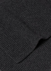 Cashmere Ribbed Scarf in Charcoal Melange