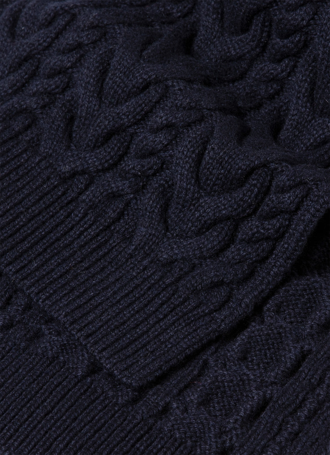 Cashmere Cable Scarf in Navy
