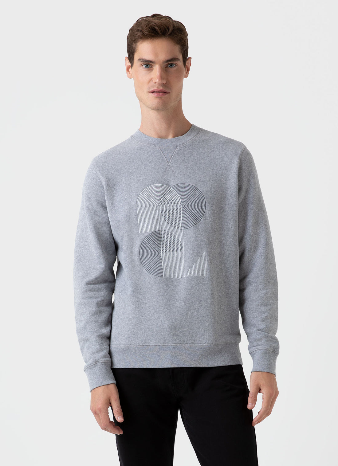 Men's Craig Ward Embroidered Sweatshirt in Grey Melange