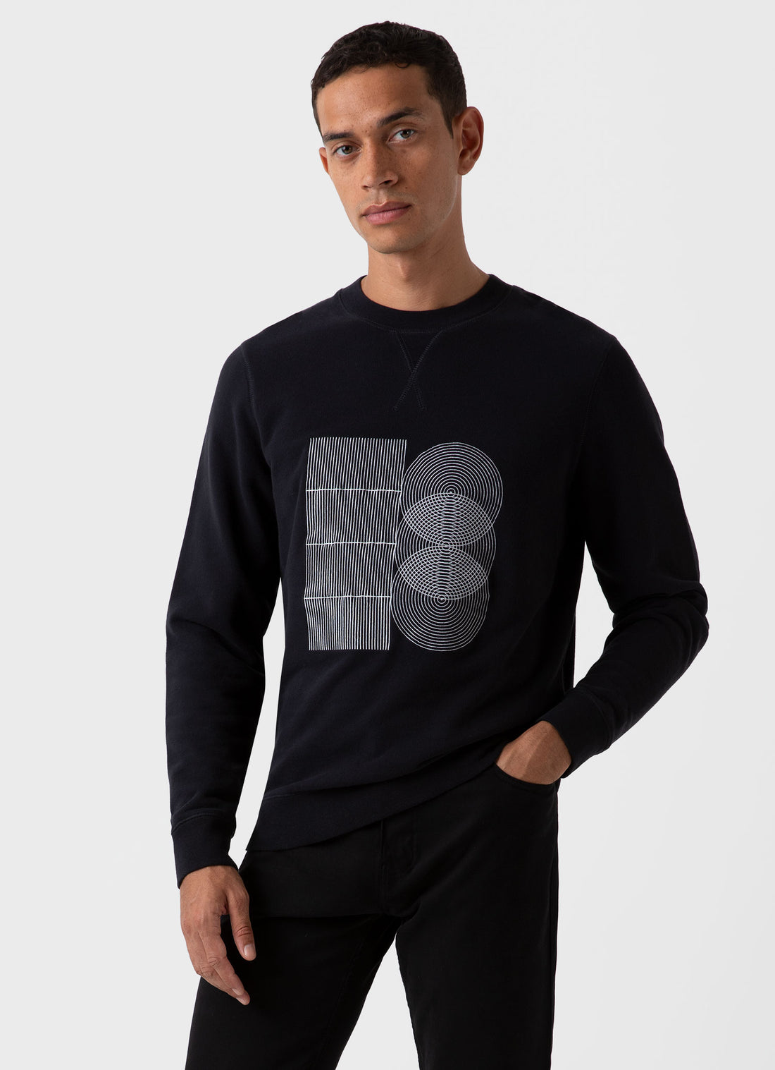 Men's Craig Ward Embroidered Sweatshirt in Black