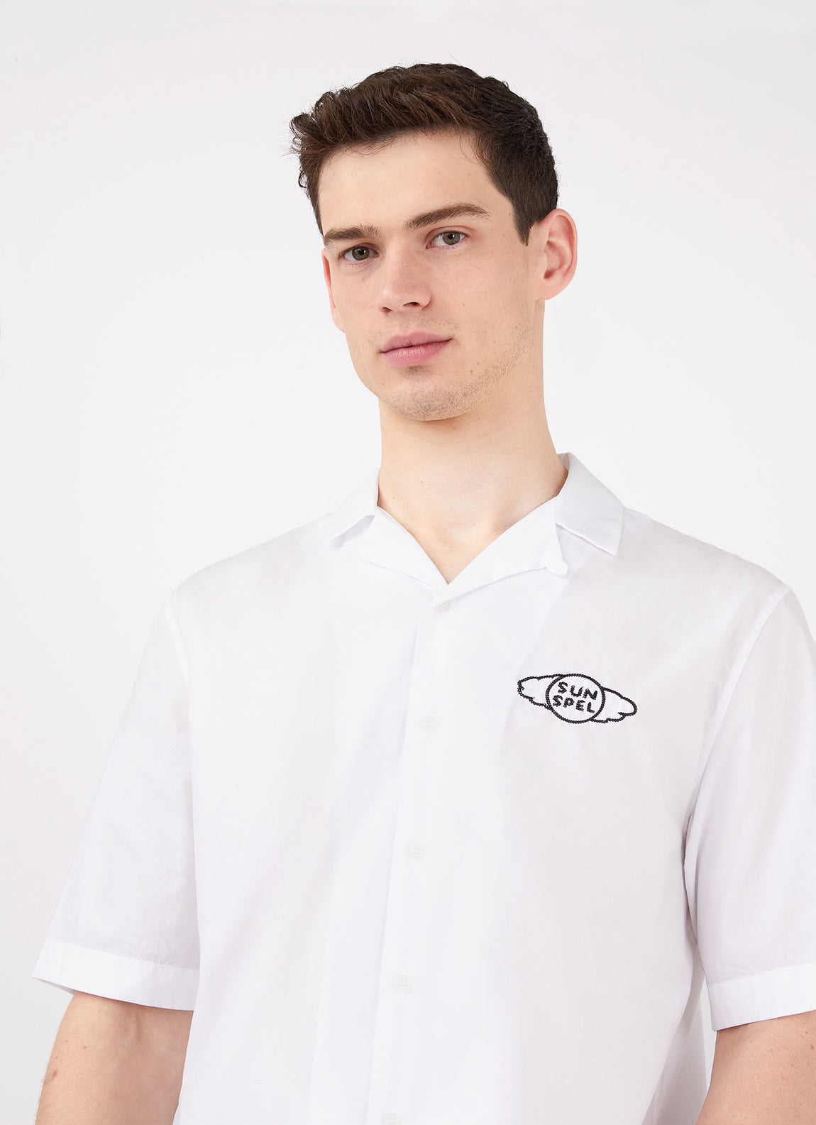 Men's David Shrigley Camp Collar Shirt in White