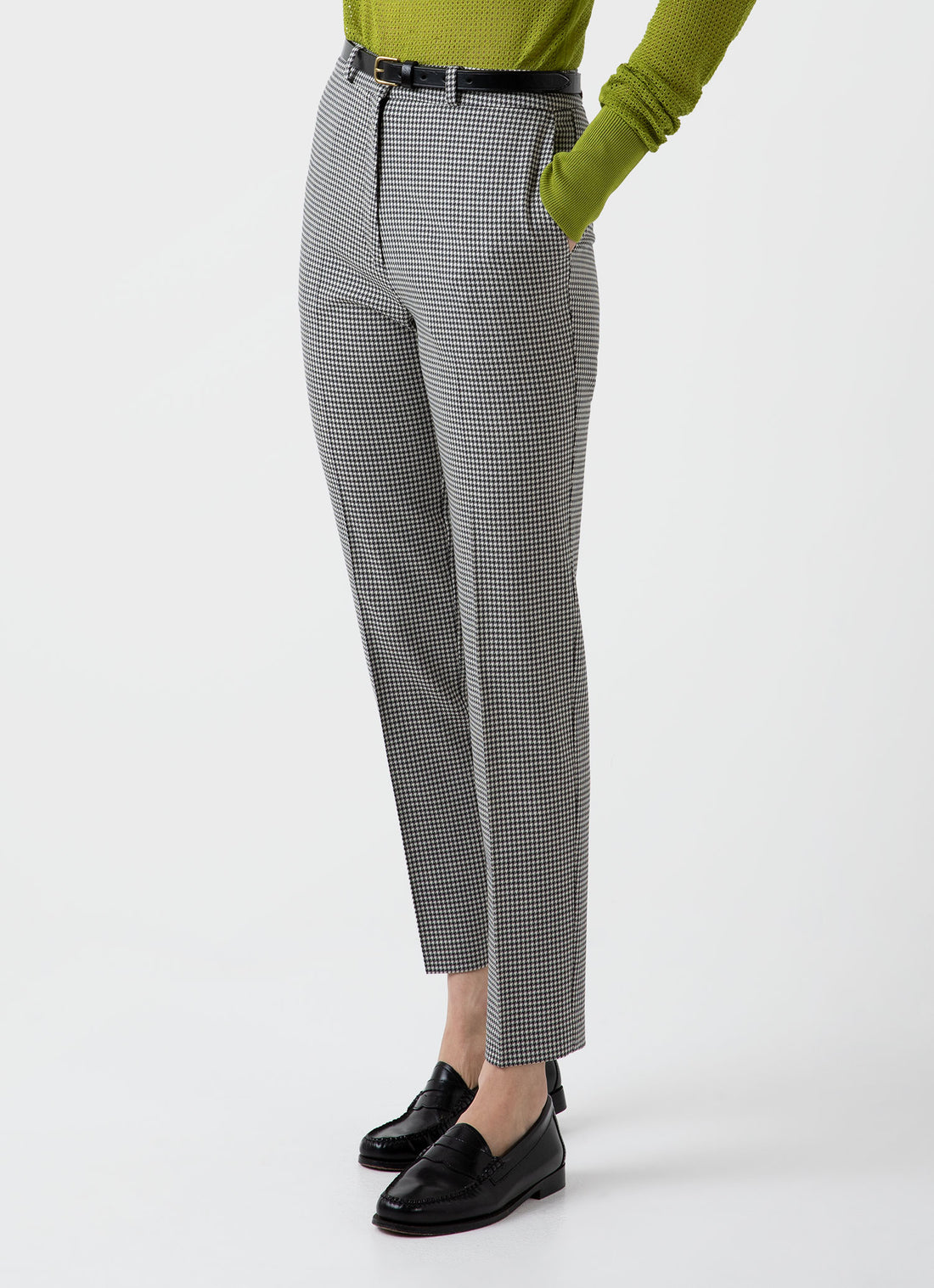Women's Edie Campbell Tapered Trouser in Black/Ecru Check