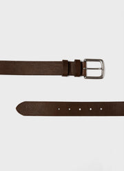 Men's Grained Leather Belt in Brown