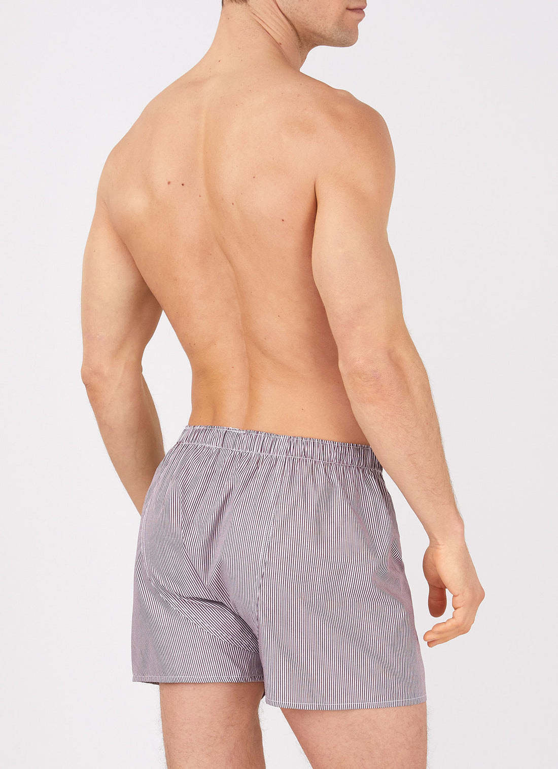 Men's Classic Boxer Shorts in Port/White Stripe