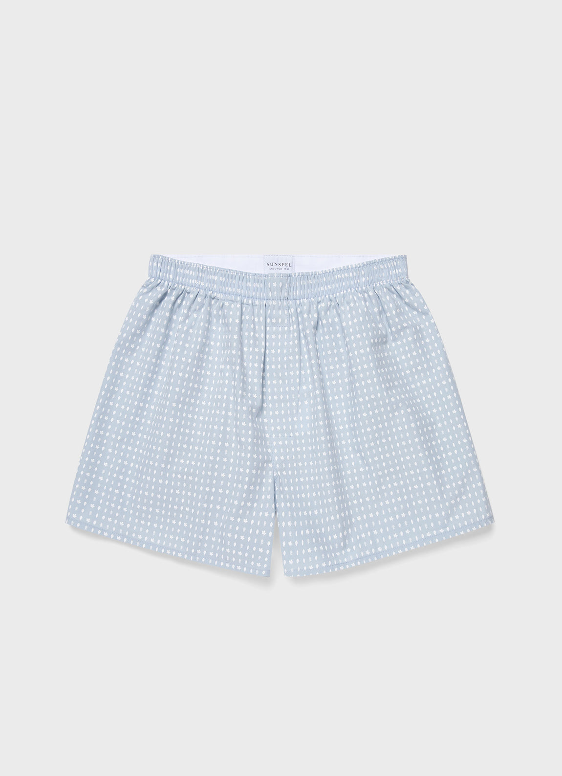 Men's Classic Print Boxer Shorts in Light Blue/White Leaf Print