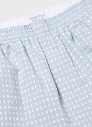 Men's Classic Print Boxer Shorts in Light Blue/White Leaf Print