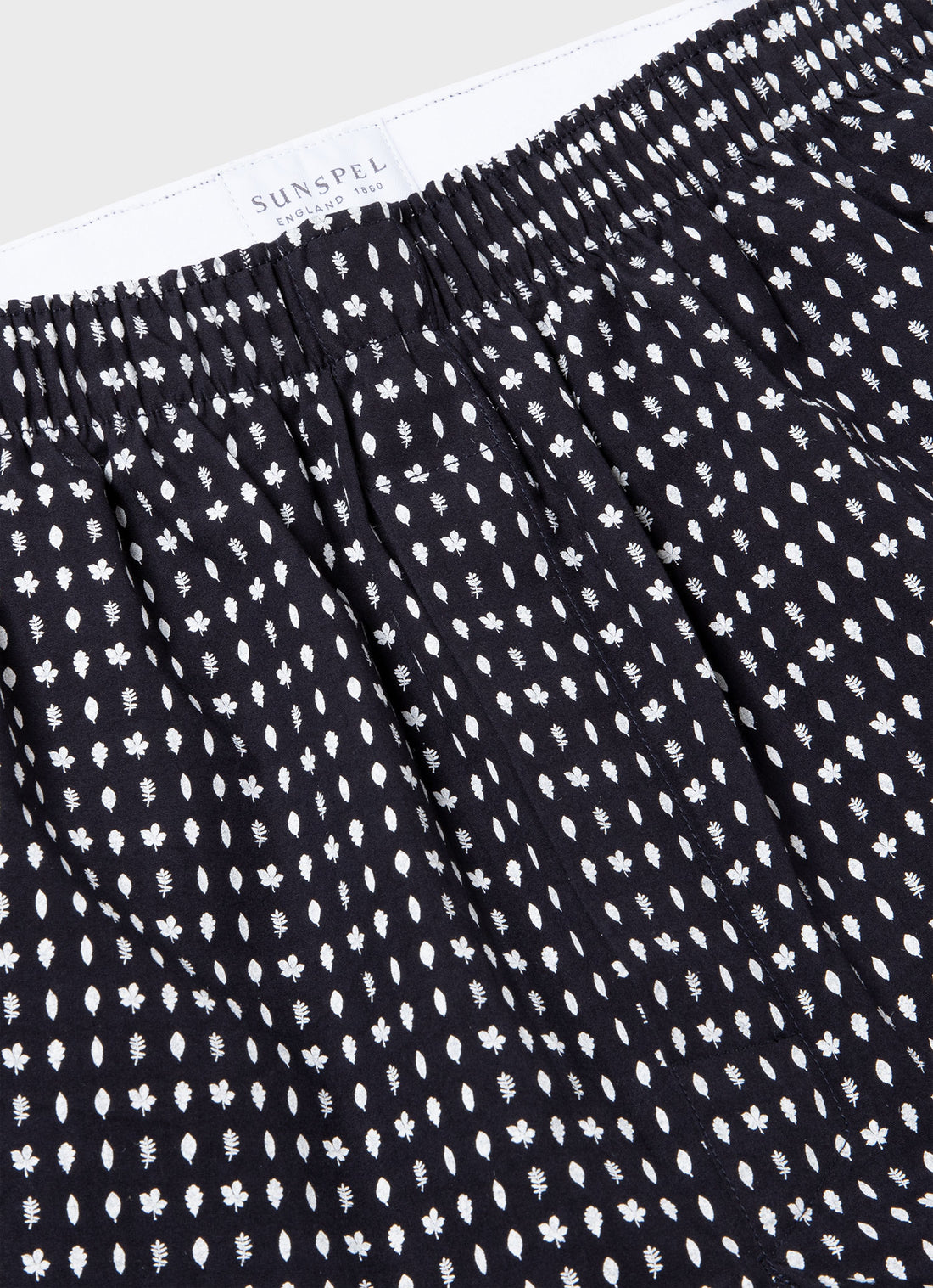 Men's Classic Print Boxer Shorts in Navy/White Leaf Print