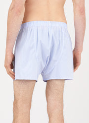 Men's Classic Boxer Shorts in White/Light Blue Pinstripe
