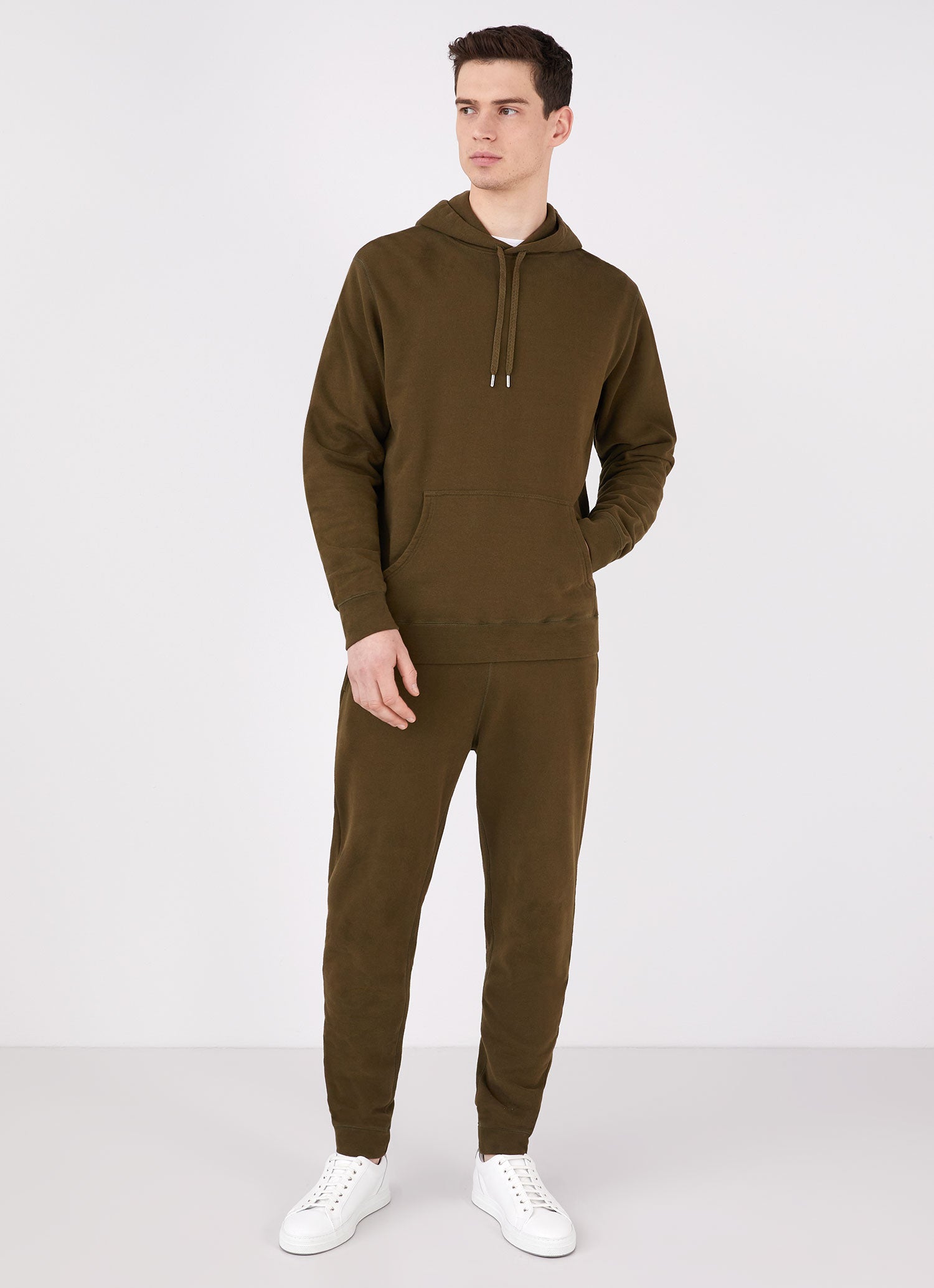 Men's Loopback Hoodie in Dark Moss