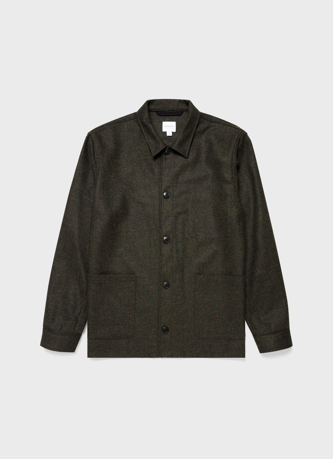 Men's Wool Twin Pocket Jacket in Dark Moss Melange
